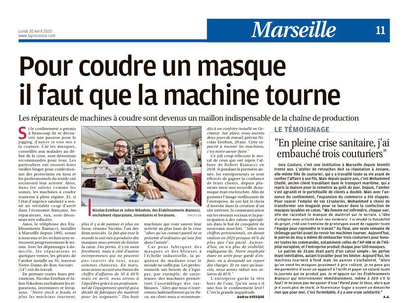 journal la provence, article sur Josy Couture